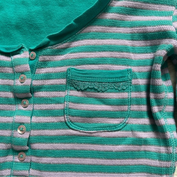 Y2K Victoria’s Secret glitter stripe Henley top with scoop neckline - Picture 4 of 6